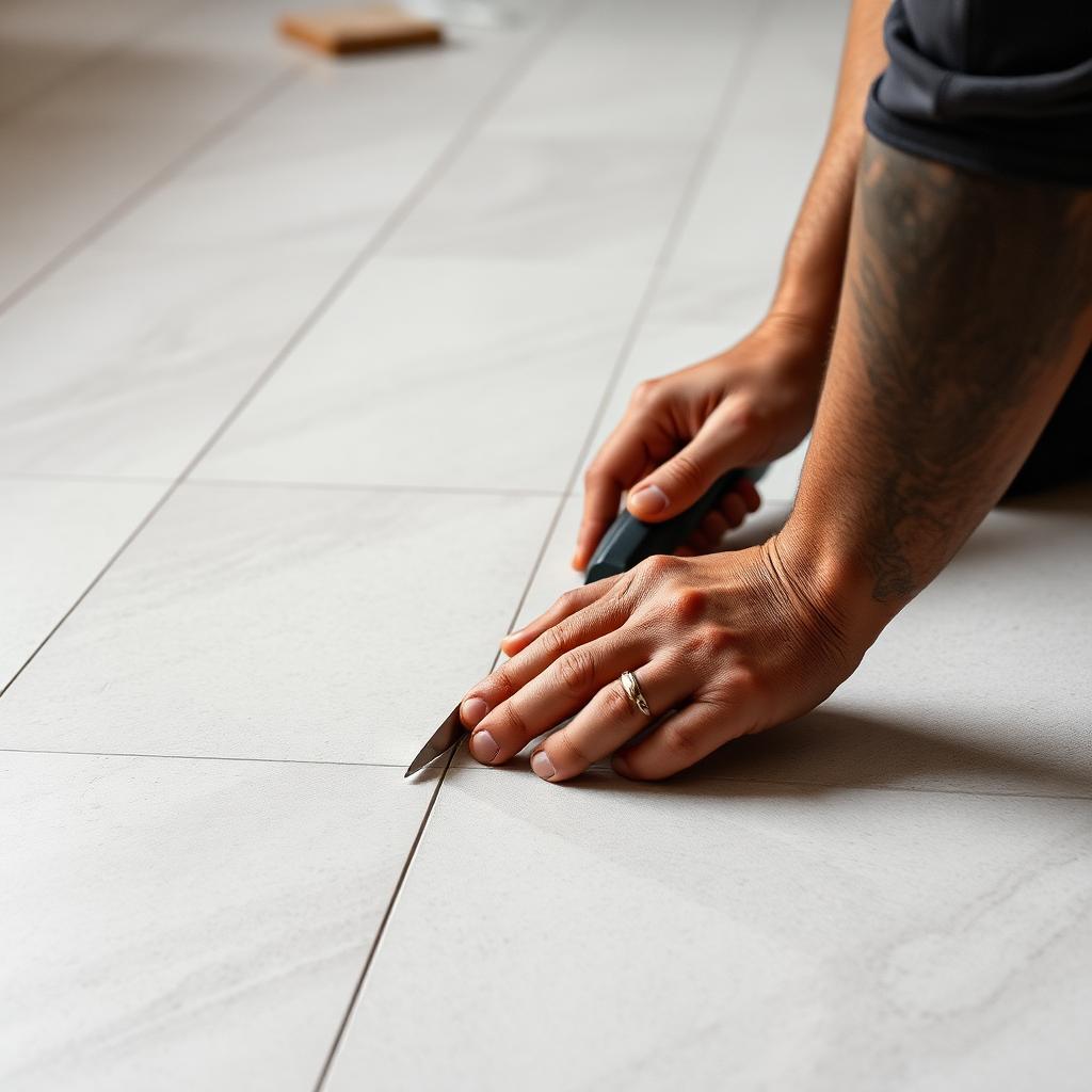 Dulazam tiler preparing a floor surface